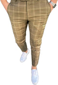 Men's Stretch Plaid Slim Fit Dress Pants - Slim, Non-Iron Look