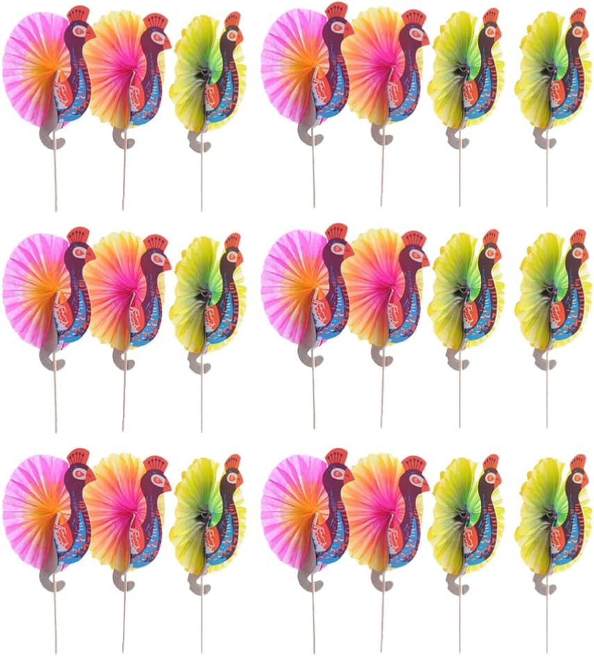 Tropical Peacock Umbrella Picks: 100pc Cocktail Party Decor