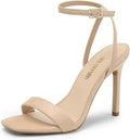 Womens High Stilettos Open Square Toe Ankle Strap Heels (Style TKF6)