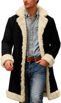 Men's Santa Coat Fleece Lined Long Cardigan With Hooded Faux Fur