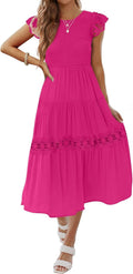 ZESICA Women's Casual Flutter Sleeve Smocked Midi Dress Review