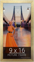 wallsthatspeak 9x16 Gold Picture Frame for Posters and Photos