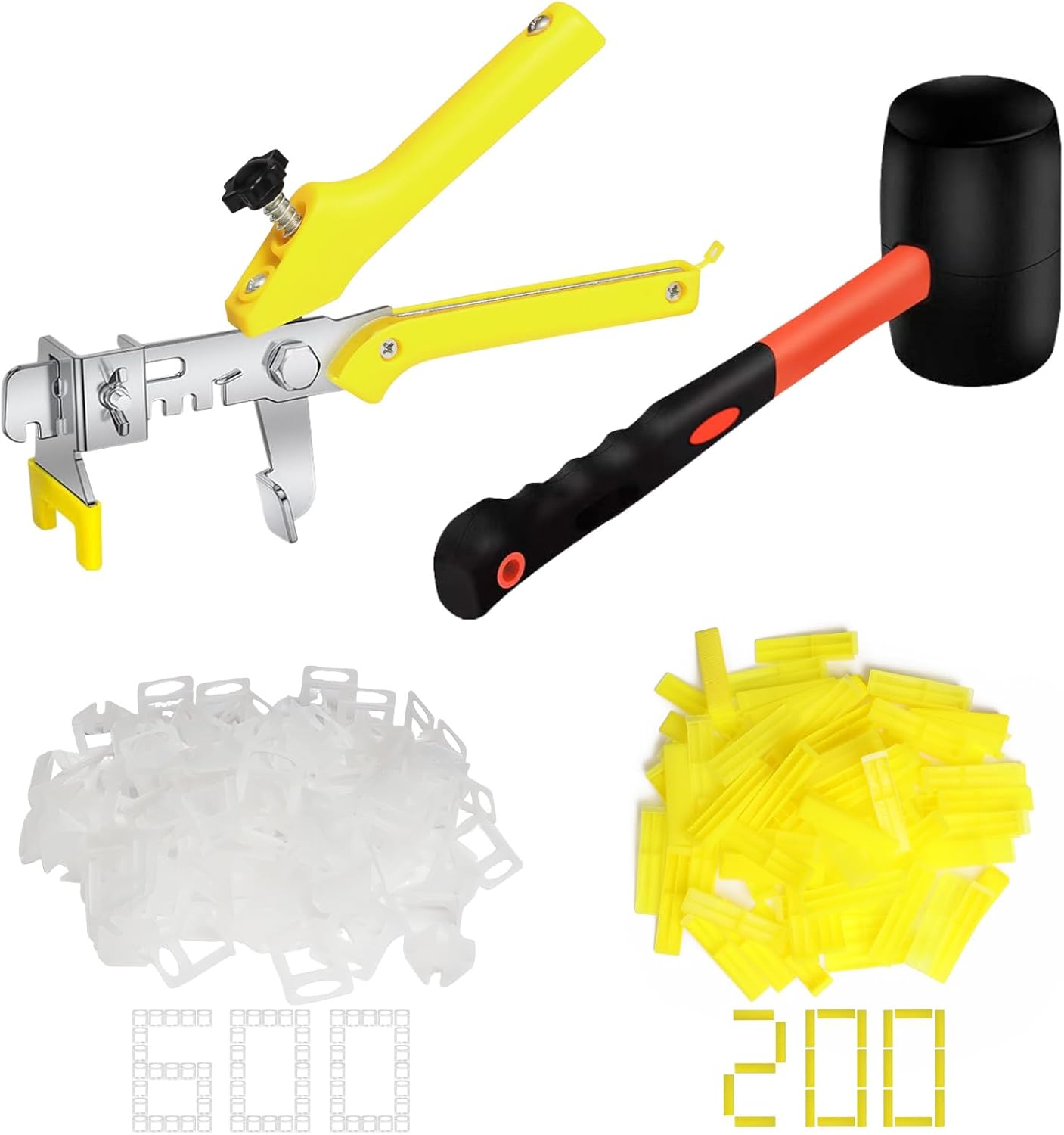 Tile Leveling System with Pliers and Hammer - 600 Piece Kit