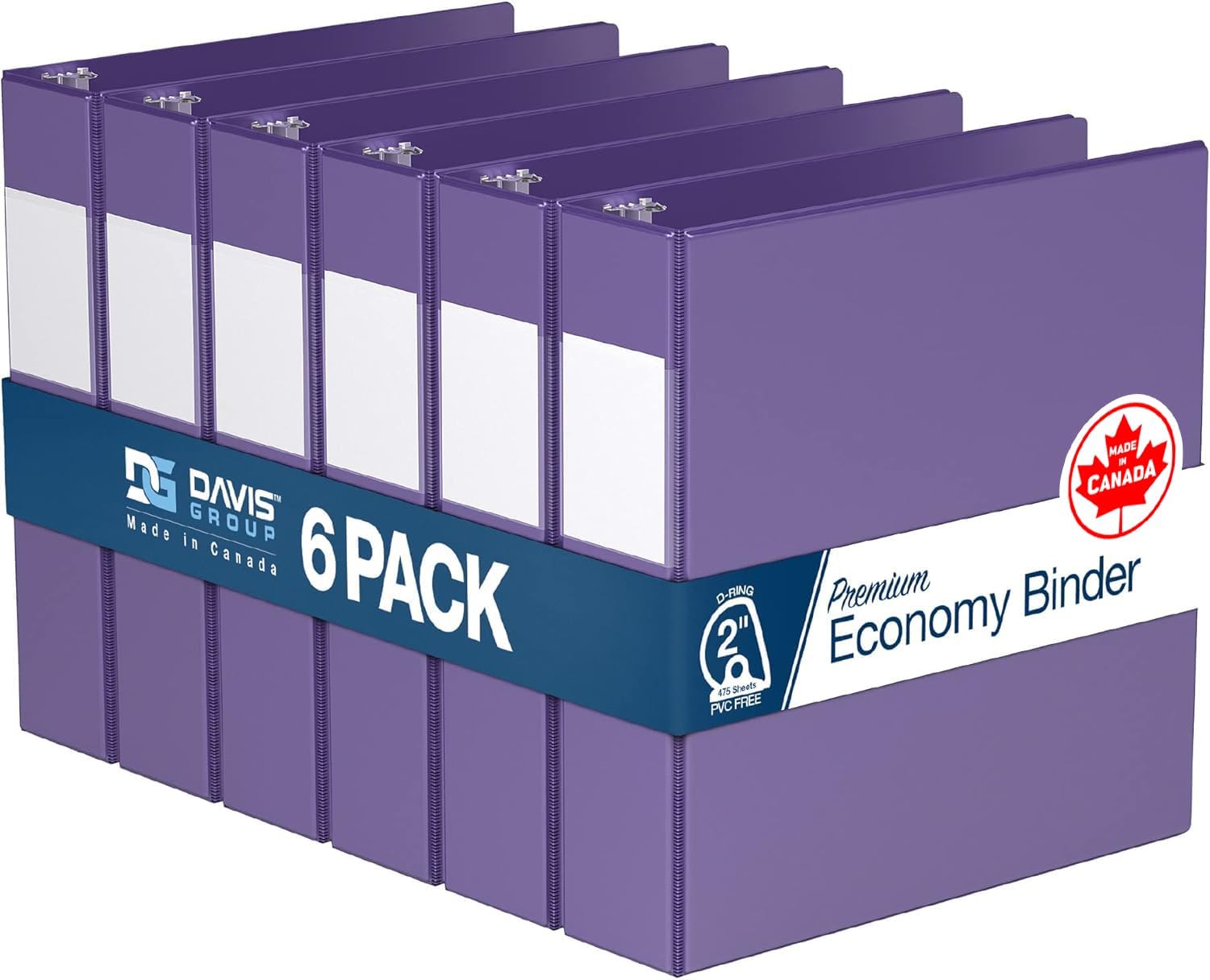 Premium Economy 6-Pack 2 Inch D-Ring Binders for School Use
