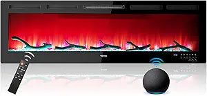 VEVOR Electric Fireplace 60-inch Wall Mounted Recessed Design