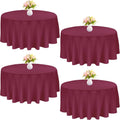 4 Pack Round Tablecloth 90 in Polyester Washable Table Covers