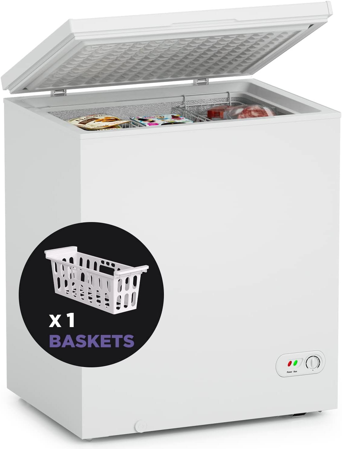 Northair Chest Freezer - 5 Cu Ft with 3 Baskets for Storage