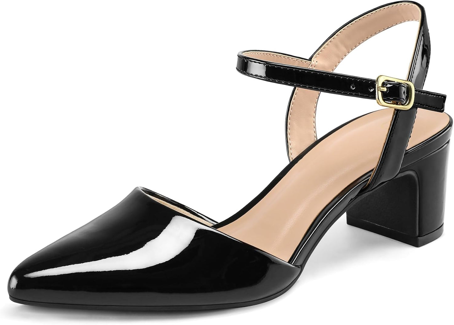 mysoft Women's Pumps 2 Inch Chunky Block Heel Ankle Strap Shoes