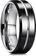 Classic 8mm Tungsten Carbide Wedding Band for Men - Grooved Center