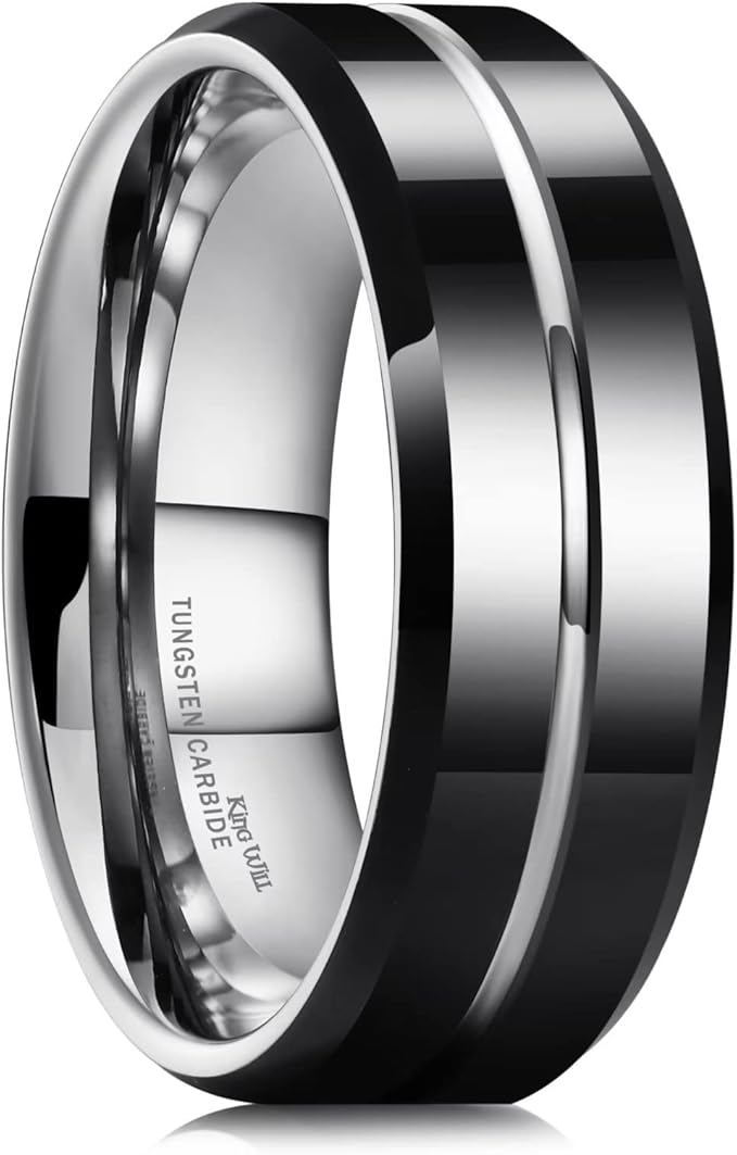 King Will Classic 8mm Tungsten Carbide Wedding Band Ring for Men