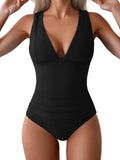 One Piece Swimsuit for Women Tummy Control Plunge V Neck - Flattering