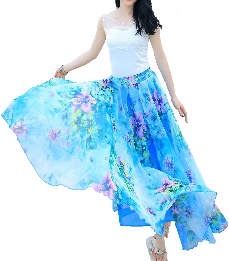 Afibi Women Full Length Chiffon Maxi Skirt for Beach Wear