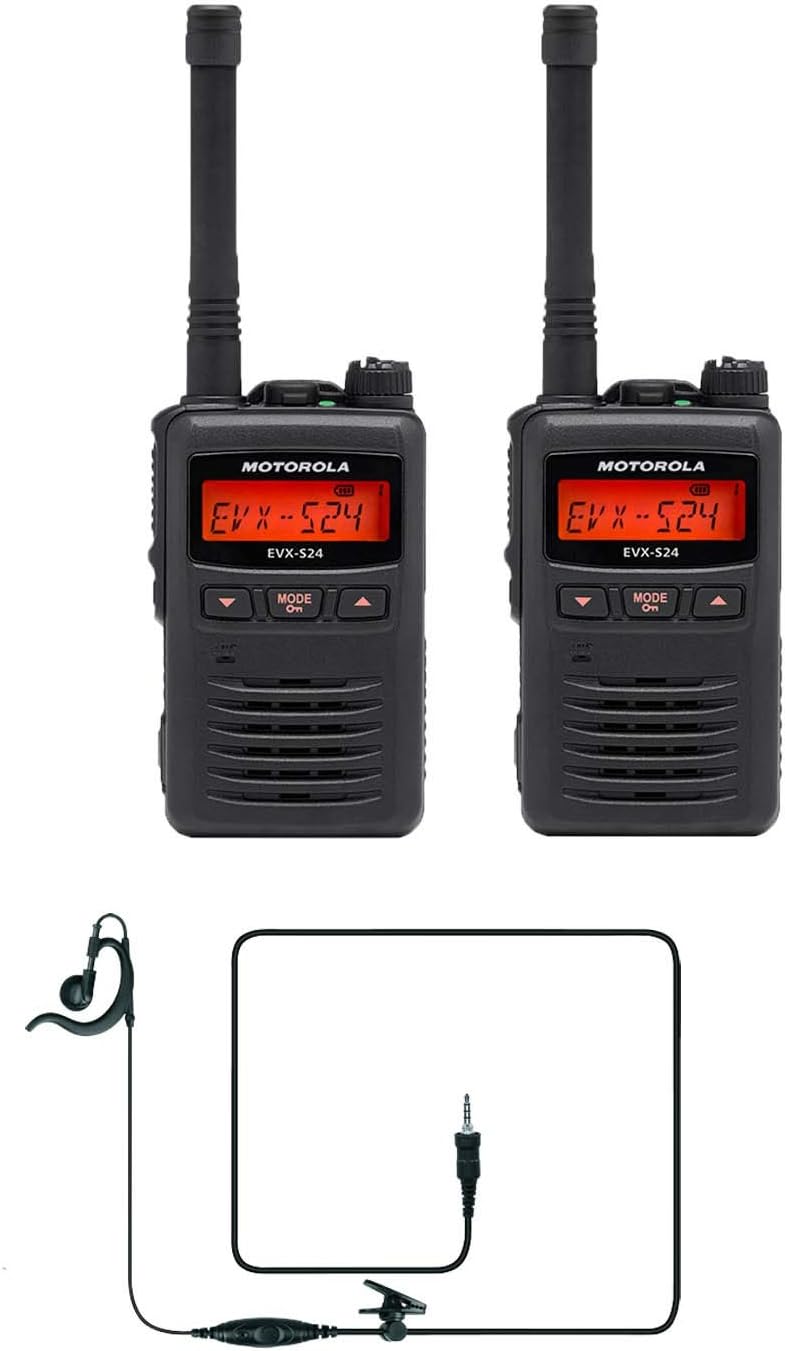 Motorola EVX-S24 Digital UHF Radio & MH-89A4B Headsets Set