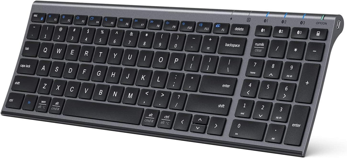 Bluetooth Keyboard for iOS, Android, Windows, Mac - Slim Design