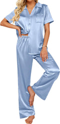 Ekouaer Silk Pajamas Set for Womens - Soft Satin 2-Piece Sleepwear