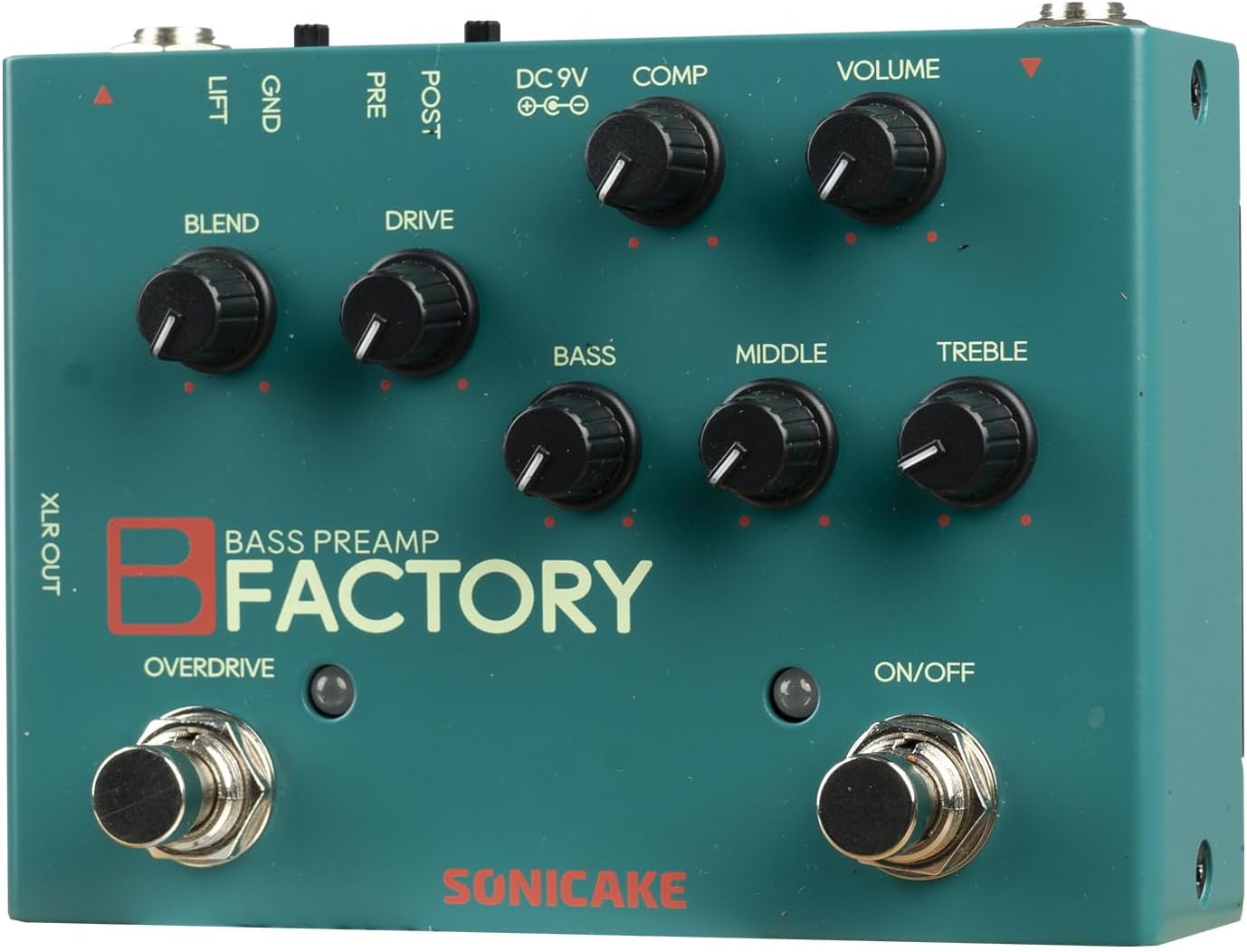 SONICAKE Bass Pedal with Overdrive and 3-Band EQ Effects