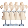 Female Mannequin Torso with Metal Stand Set of 4 - Countertop Display