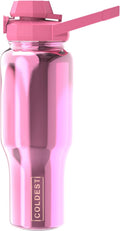 Coldest Sports Water Bottle 36 oz - 3-in-1 Lids, Insulated Pink