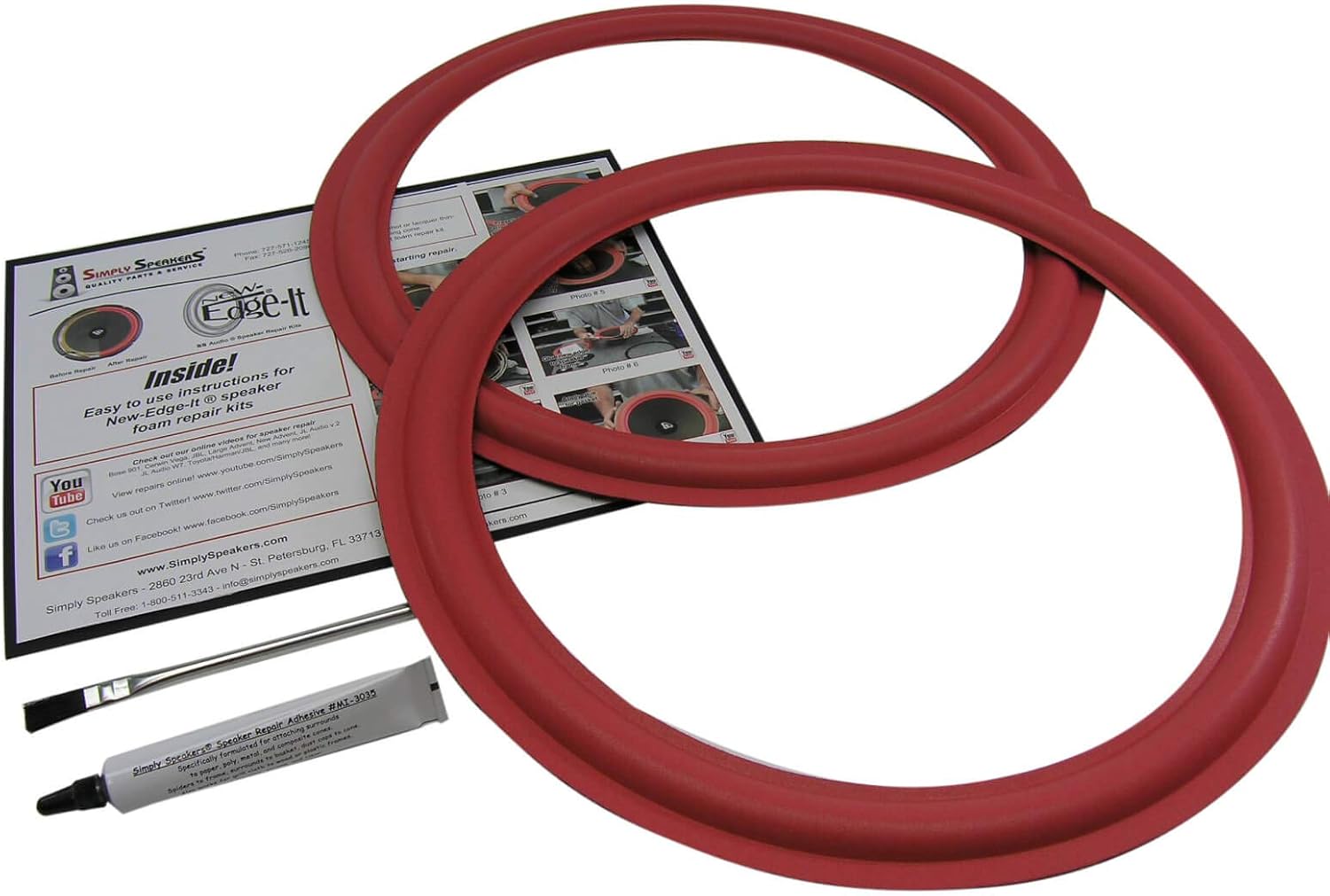 Sound Dynamics 15 Inch Red Foam Speaker Repair Kit for Quality Sound