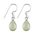 925 Sterling Silver Prehnite Dangle Earrings - Handmade Minimalist