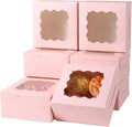 100 pcs 6x6x3 in Small Cake Box with Window - 100 White Boxes