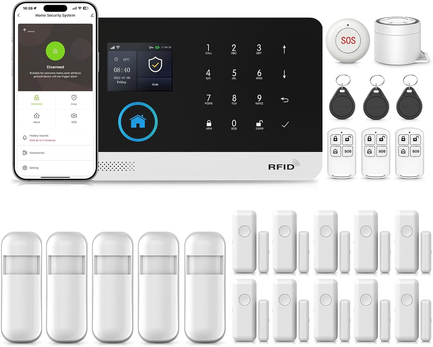 WiFi Wireless Alarm System for Home Security with 24 Piece Kit