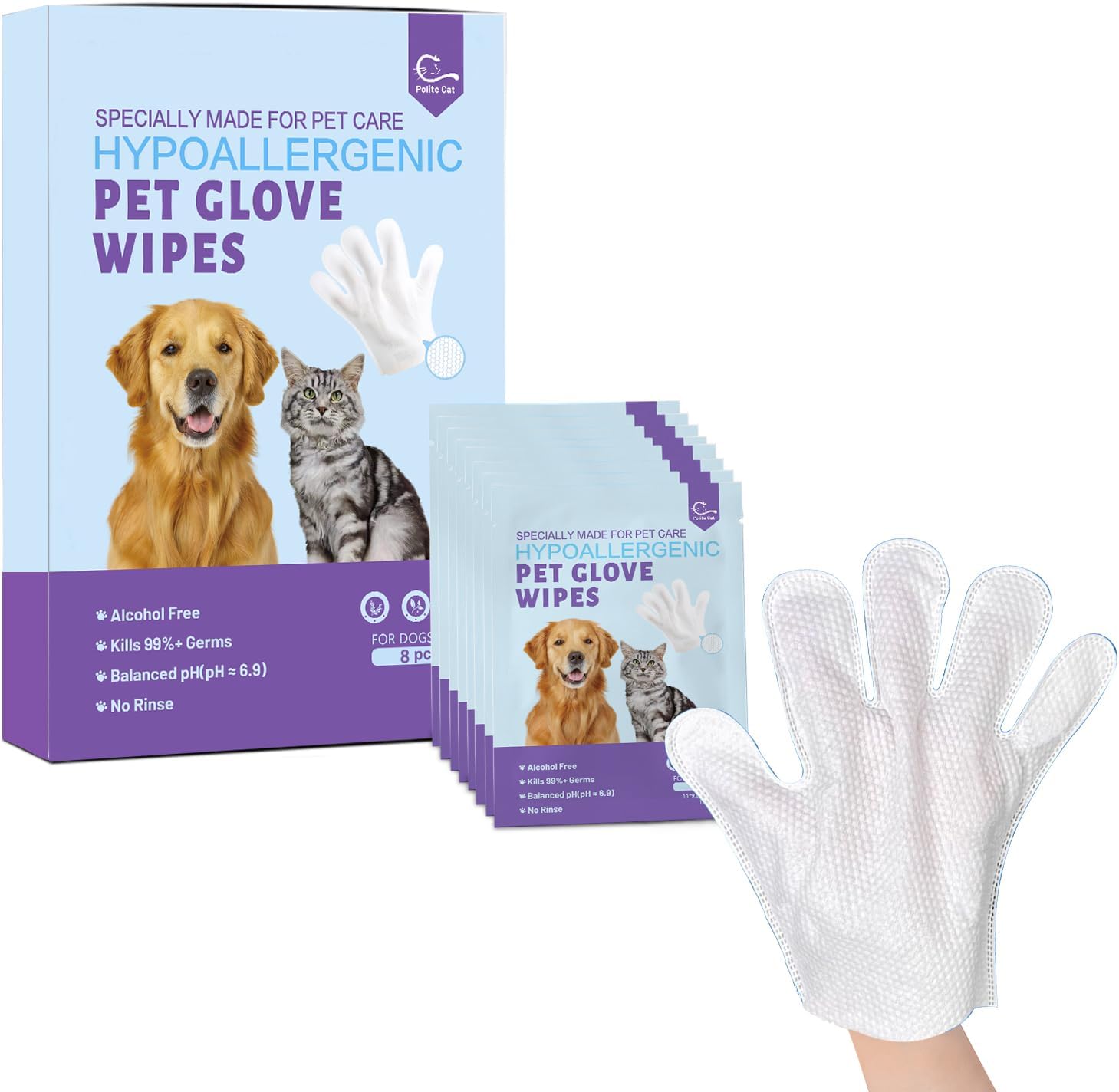 Nourishing Pet Glove Wipes for Cats & Dogs