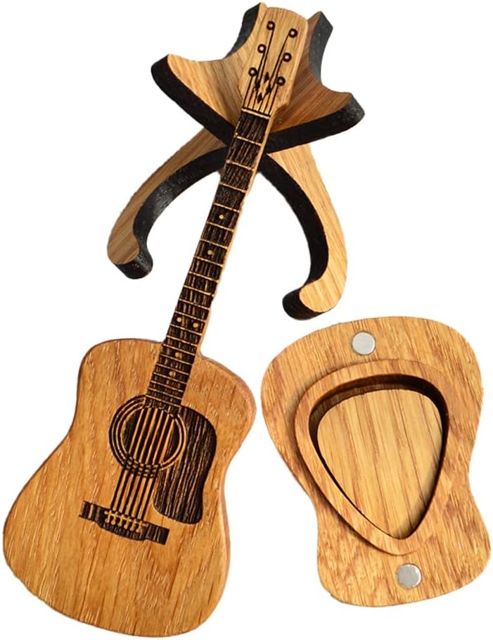 Wooden Guitar Pick Case Stand - Organize Picks Conveniently