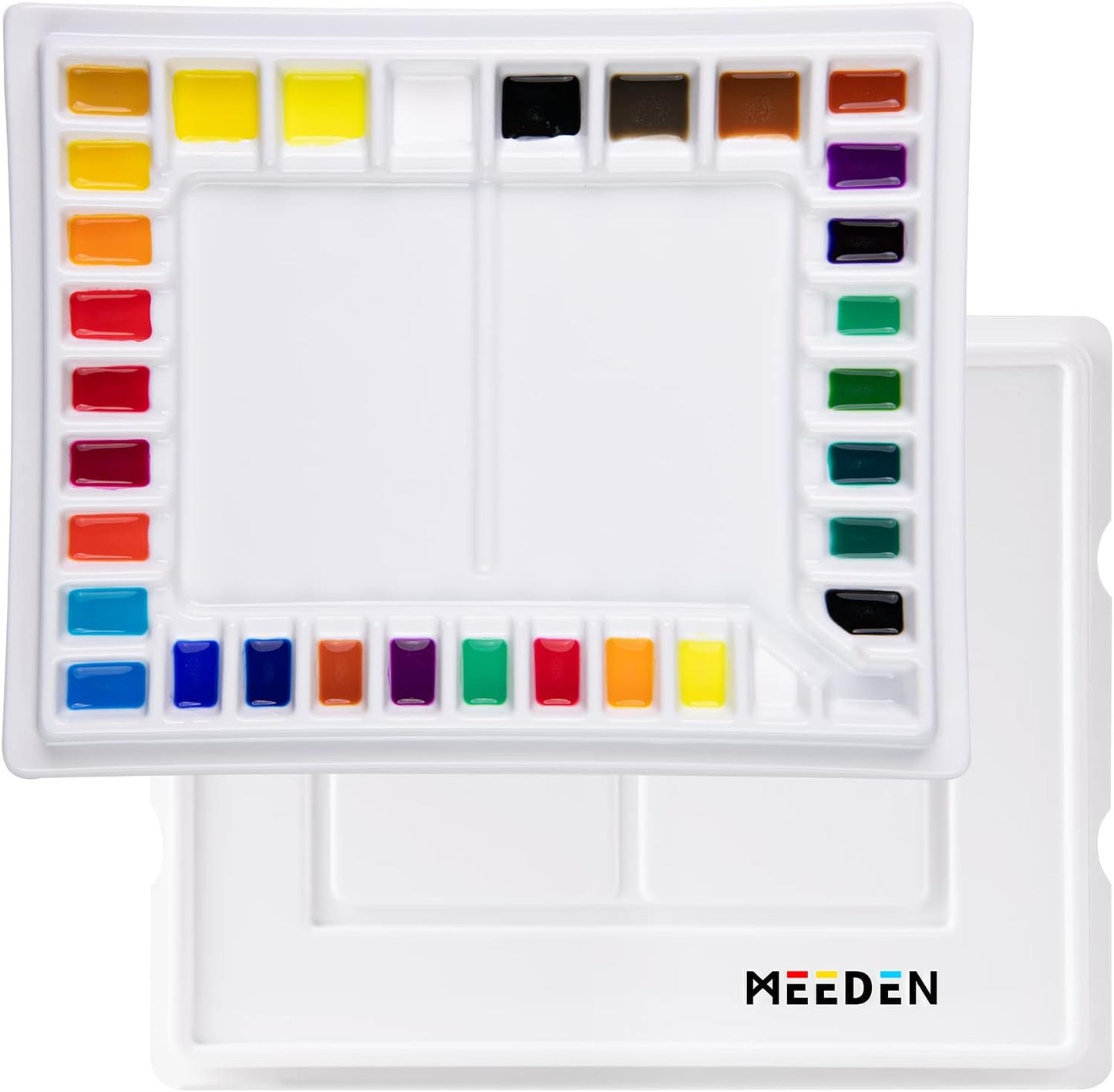 MEEDEN Ceramic Watercolor Palette: Large 33-Well Porcelain Tray