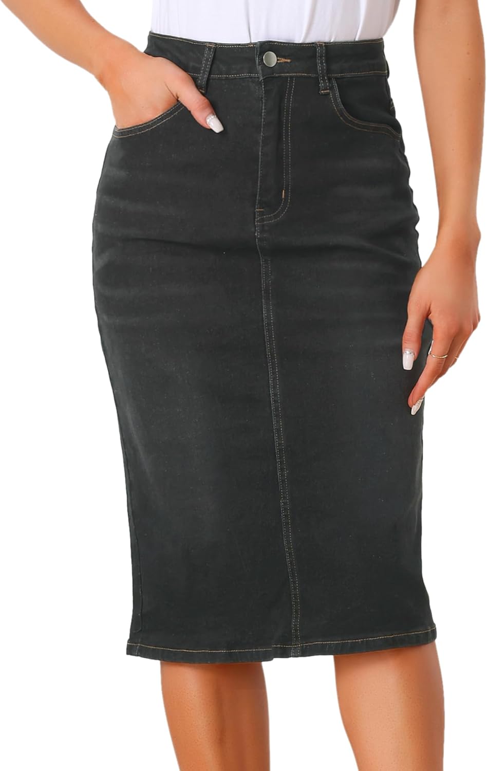 Allegra K Casual Denim Skirt for Women with High Waist Design