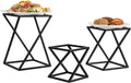 Twisting Geometric Matte Black Metal Pizza Riser Racks - Set of 3
