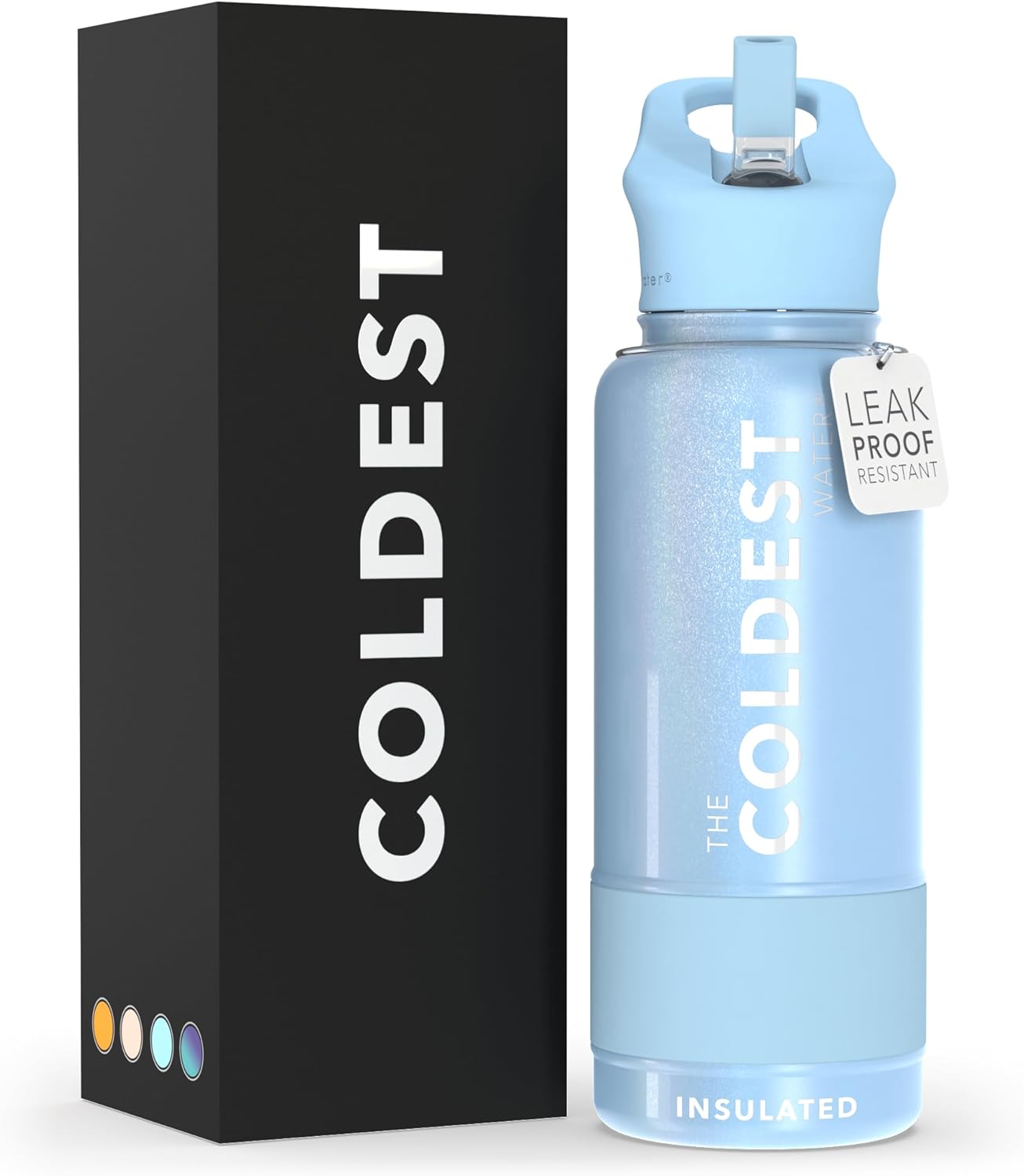 Coldest Insulated Water Bottle with Straw Lid - 32 oz Neptune Blue