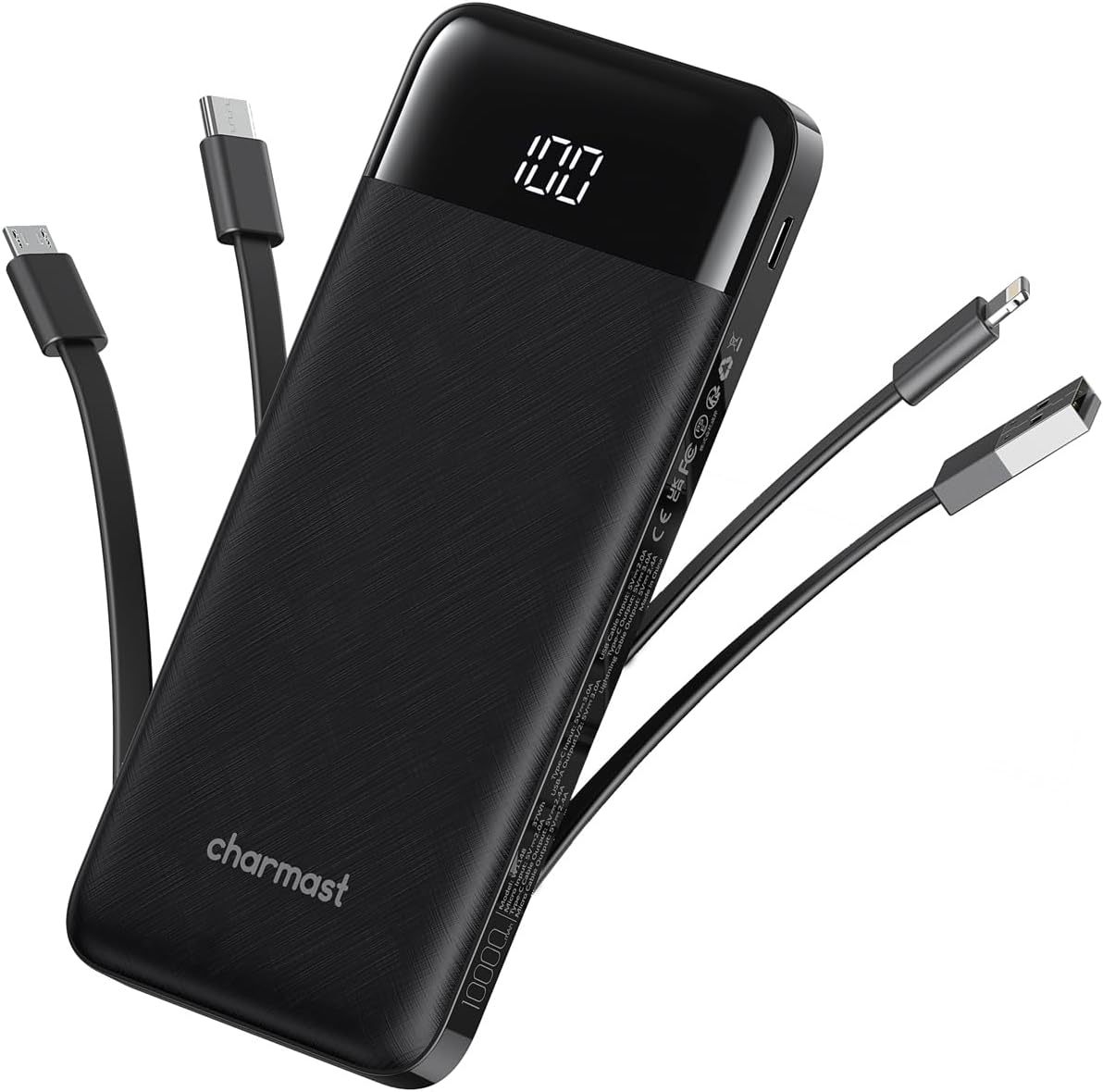 Charmast Slim 10000mAh Portable Charger - 6 Outputs, High Speed Power Bank