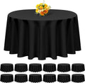 12 Pack 120 in Round Tablecloth - Black Polyester for 6 ft Tables