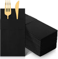 Paper Linen Napkins with Flatware Pocket 150 Pack - Prefolded Dinner
