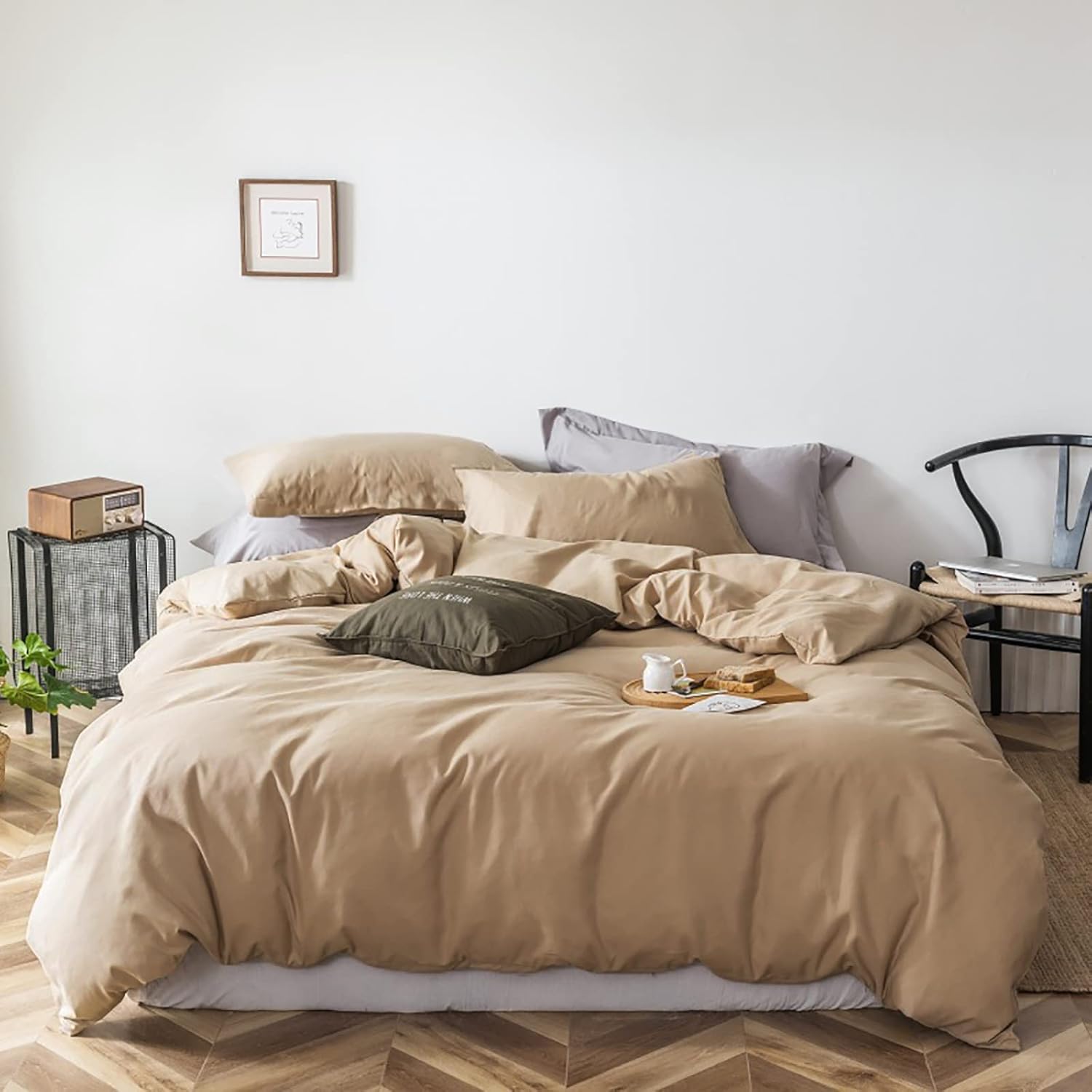 Cottonight Champagne Comforter Set Queen Soft Breathable Bedding