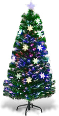 Happygrill 4FT Fiber Optic Artificial Christmas Tree - Bright Pre-Lit