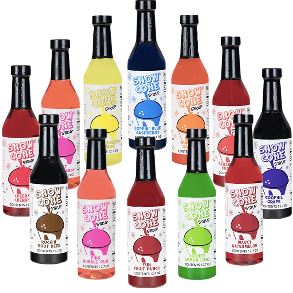 12.7oz Snow Cone Syrups 12 Pack for Delicious Summer Treats