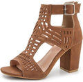 Chunky Heeled Sandals for Womens Bohemian Cutout Open Toe - Stylish