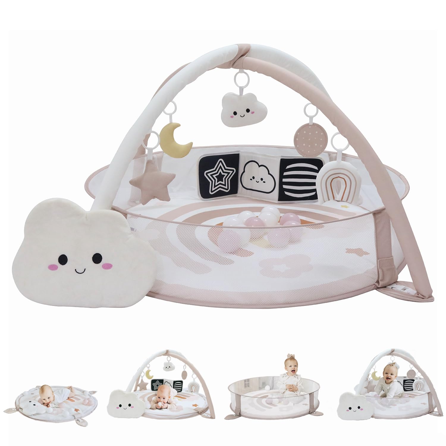 6-in-1 XL Play Mat for Baby Gym and Sensory Development Toys