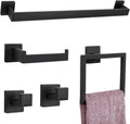 Matte Black 5 Piece Towel Bar Set with 23.6 in Bar - Durable Bath