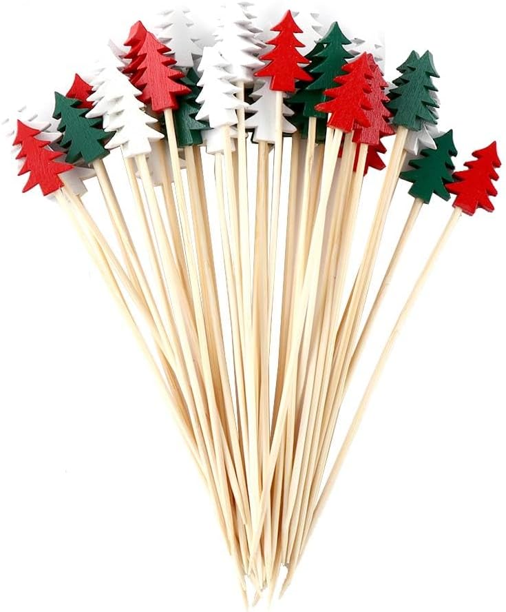 100 Christmas Tree Fruit Picks - Festive Cocktail Ornaments