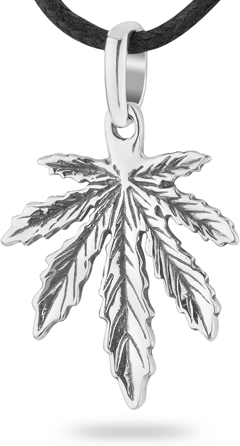 925 Sterling Silver Marijuana Leaf Necklace for Unique Gifts
