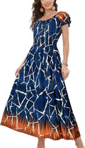 OSTOO Women's Boho Floral Maxi Dress - Scoop Neck Tiered Summer