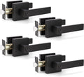 Matte Black Door Handles 4 Pack Levers Privacy Door Knobs - Easy