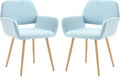 KCC Small Modern Dining Room Arm Chairs Set of 2 - Mid-Century Velvet