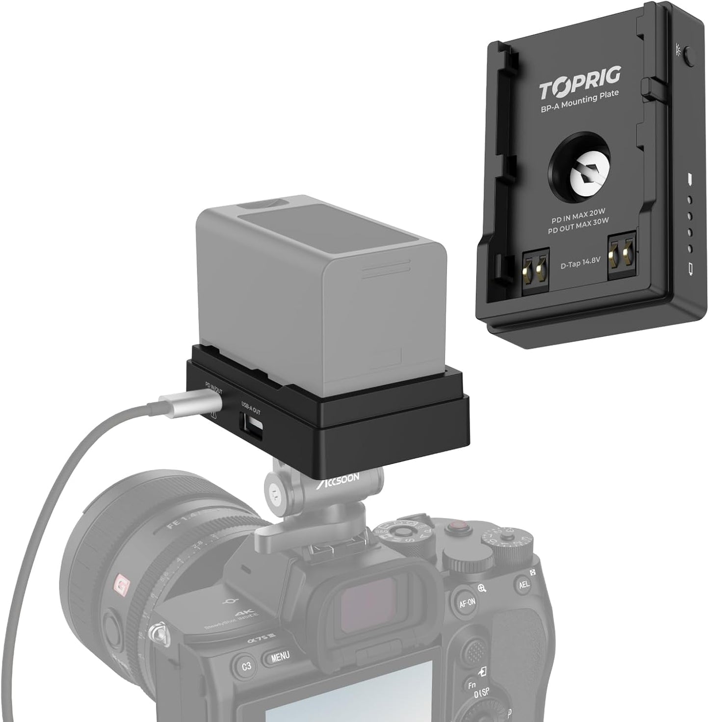 Accsoon Toprig BP-A30 Battery Adapter Plate for Canon Cameras