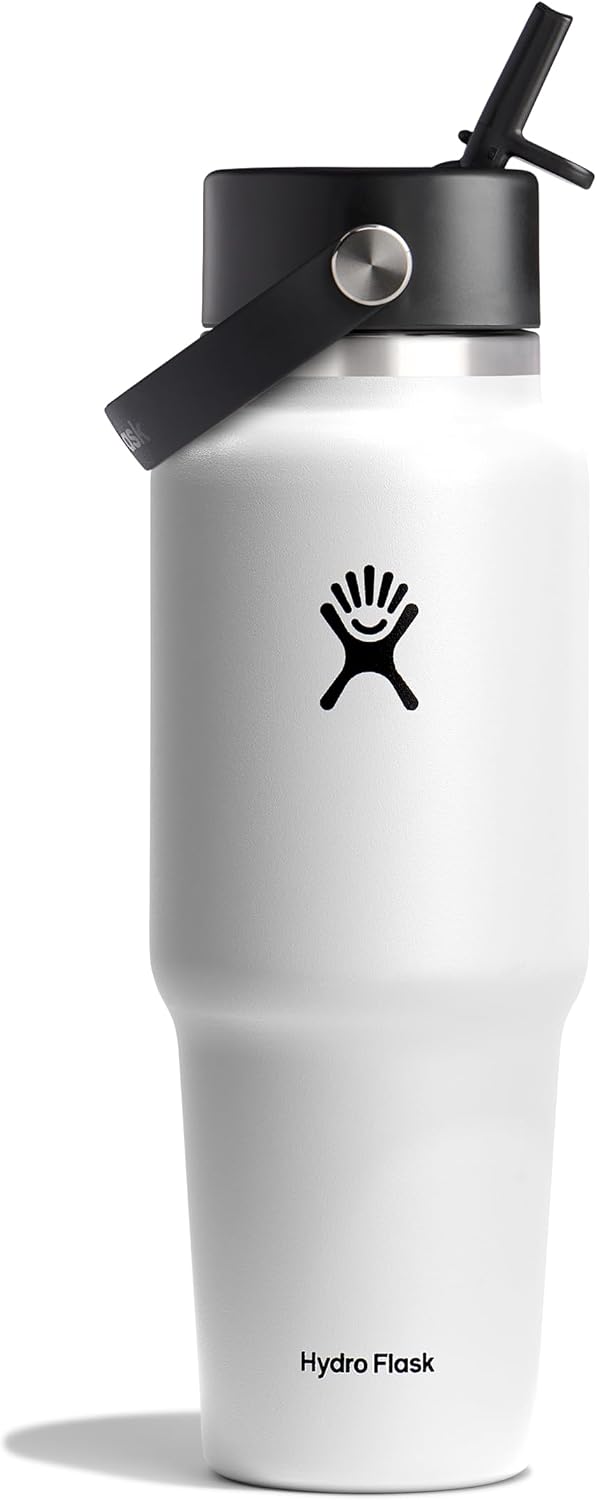 Hydro Flask Travel Water Bottle - Insulated 32 Oz White Design