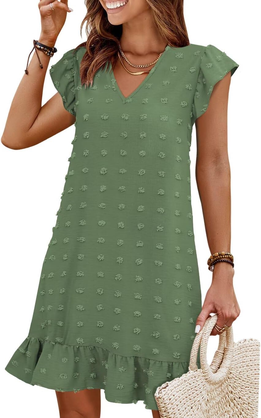 QACOHU Spring Summer Dresses for Women with Ruffle Hem Style