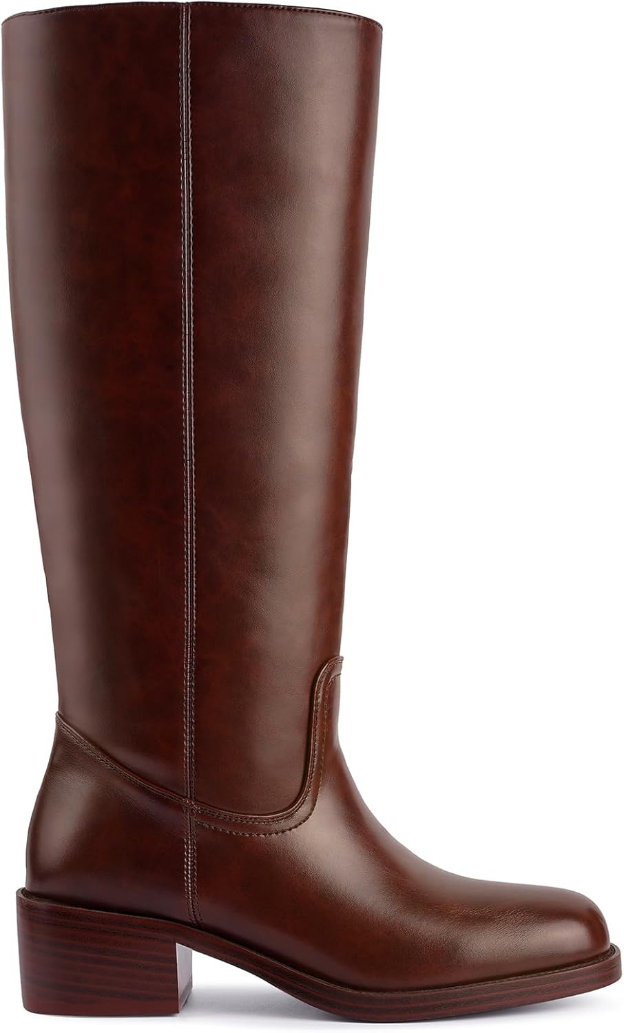 Women's Banana Knee High Boots with Chunky Block Heel Comfort